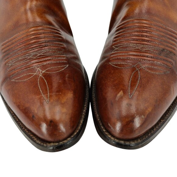 Vintage Lucchese San Antonio Men 8.5D Brown Leather Classic Cowboy Western Boots - Picture 13 of 16